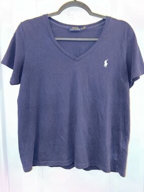 Polo by Ralph Lauren Women's Dark Navy V-Neck Tee with Polo Pony